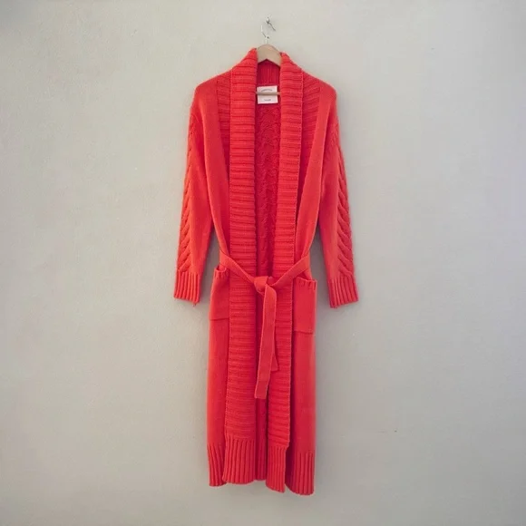 Understarted Leather Rodeo Duster Cardigan Sweater Med Orange Fringe Western - Picture 6 of 16